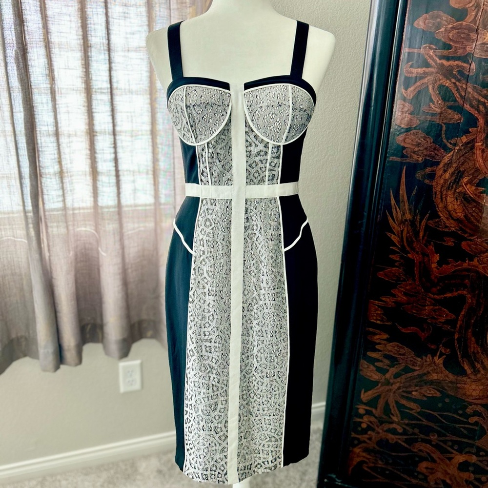 Rebecca Minkoff Black and Silver Embellished Midi Dress